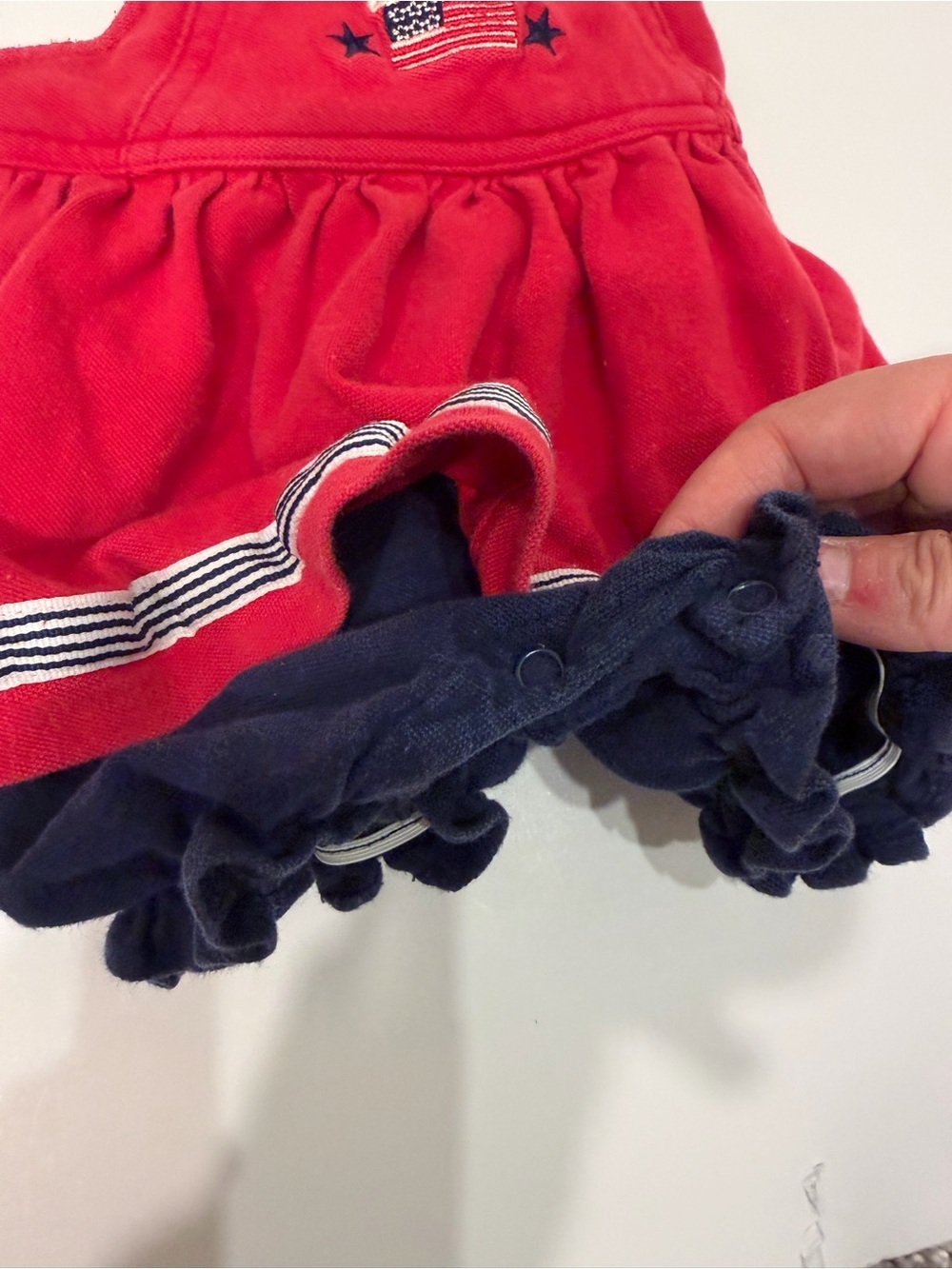 VINTAGE Merona Embroidered USA Flag Bubble Romper Dress - Picture 4 of 8